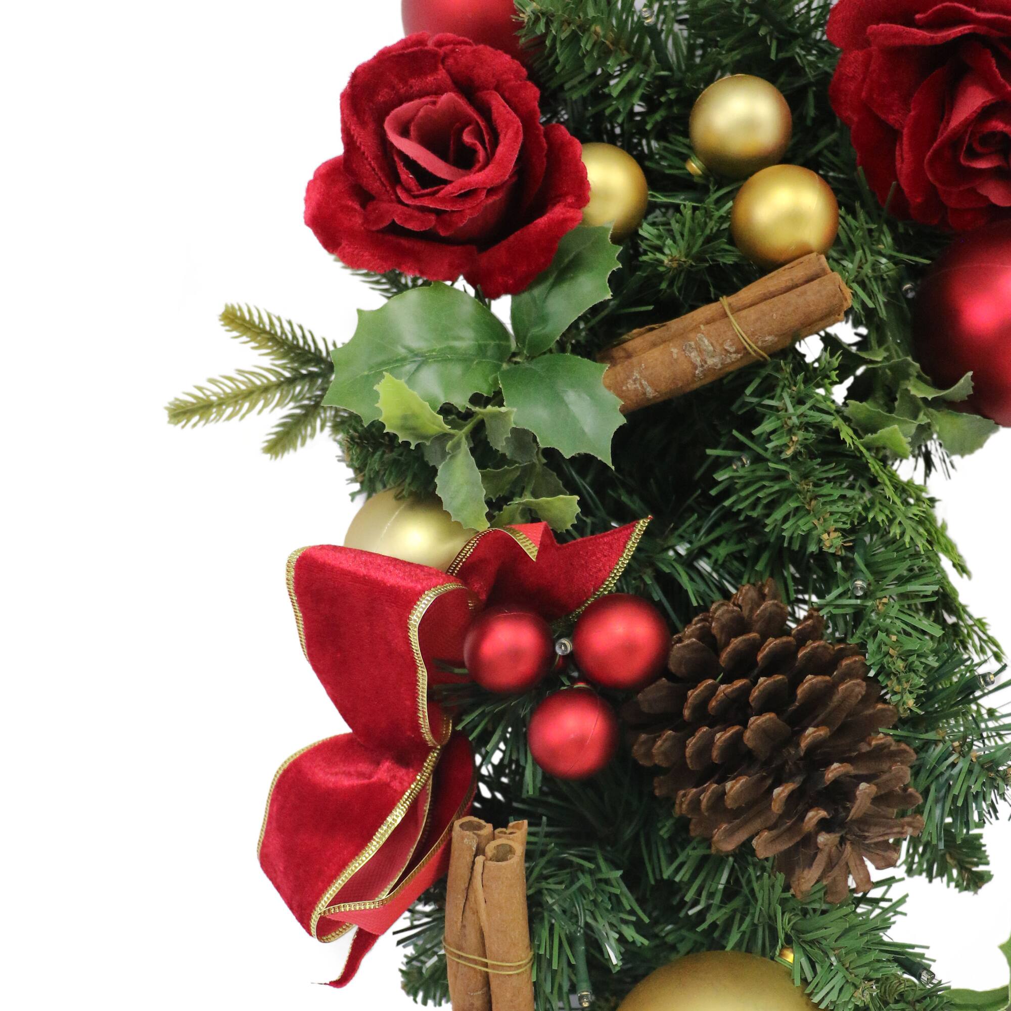 6ft. Pre-Lit Red & Gold Adorned Artificial Garland